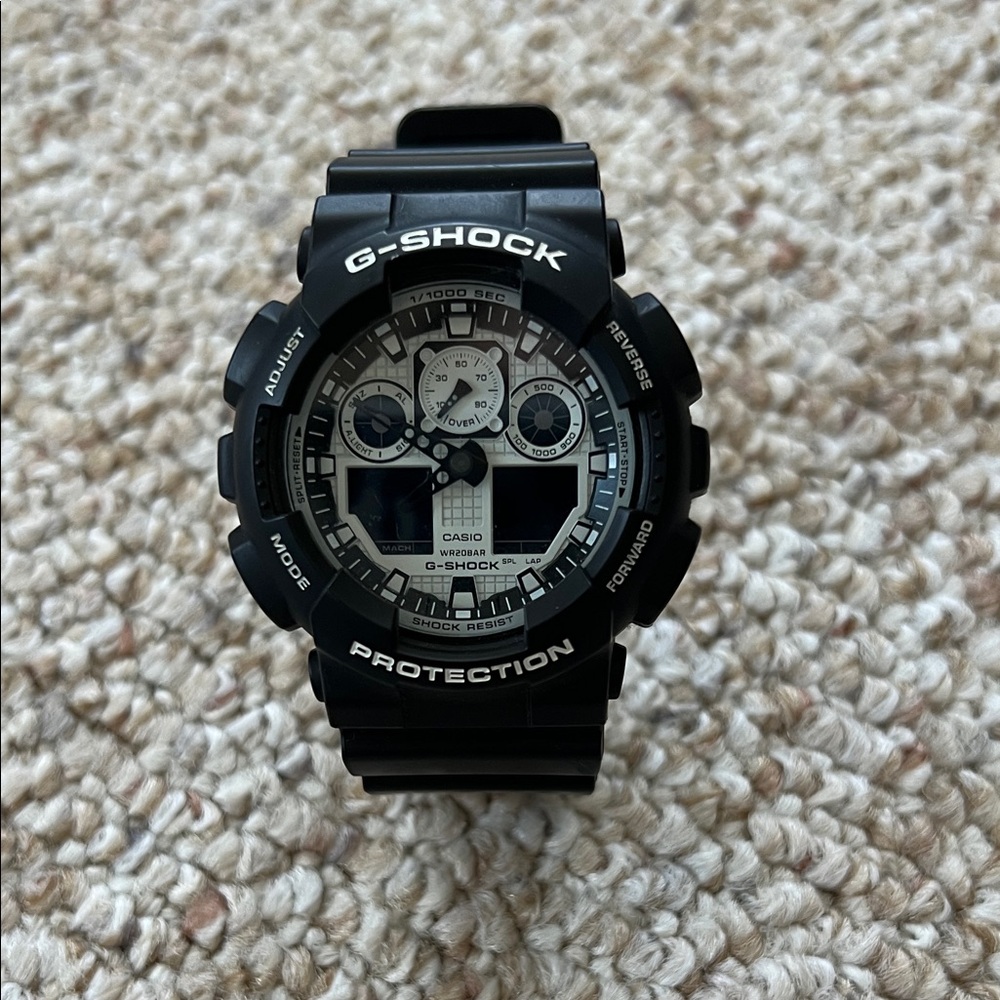 Casio G-Shock GA100BW-1A Analog Digital Black and White Watch